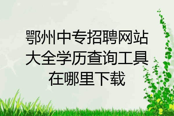 鄂州中专招聘网站大全学历查询工具在哪里下载