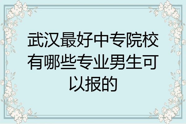 武汉最好中专院校有哪些专业男生可以报的