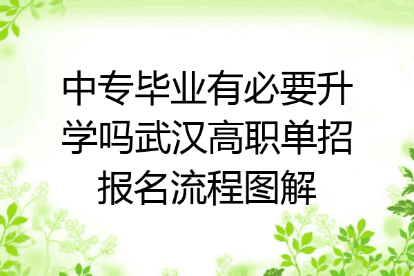 中专毕业有必要升学吗武汉高职单招报名流程图解