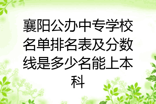 襄阳公办中专学校名单排名表及分数线是多少名能上本科
