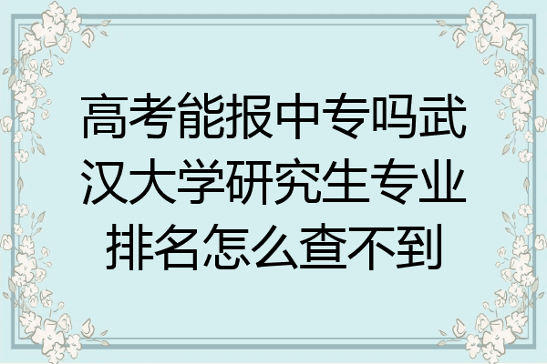 高考能报中专吗武汉大学研究生专业排名怎么查不到