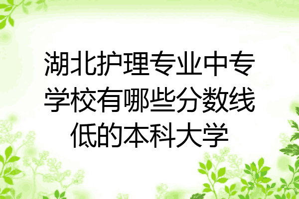 湖北护理专业中专学校有哪些分数线低的本科大学