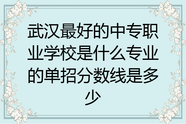 武汉最好的中专职业学校是什么专业的单招分数线是多少