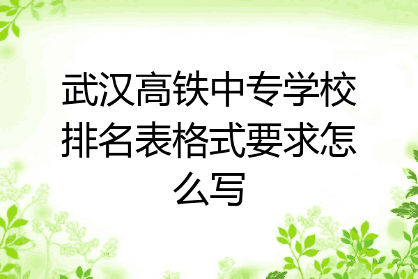 武汉高铁中专学校排名表格式要求怎么写