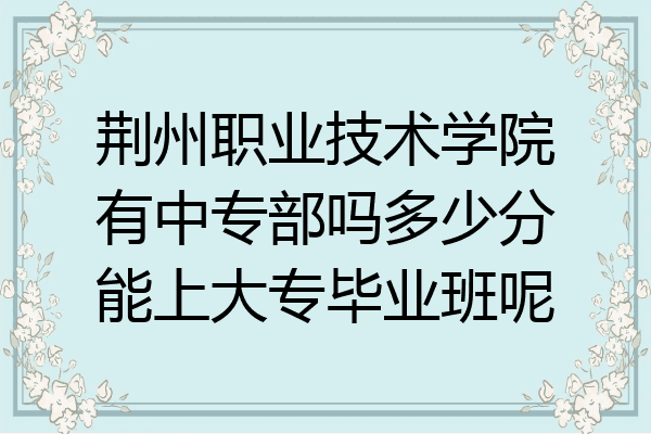 荆州职业技术学院有中专部吗多少分能上大专毕业班呢