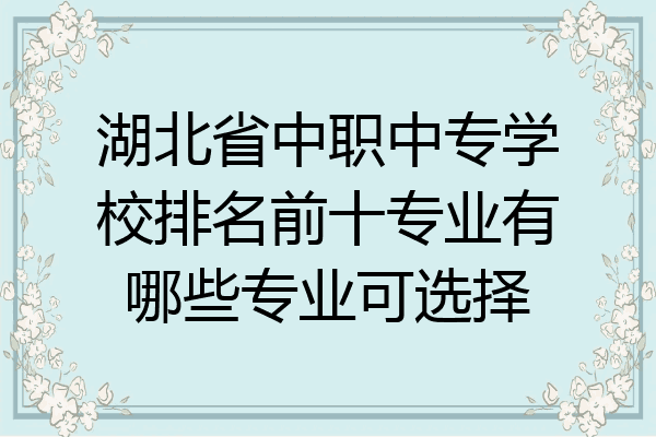 湖北省中职中专学校排名前十专业有哪些专业可选择
