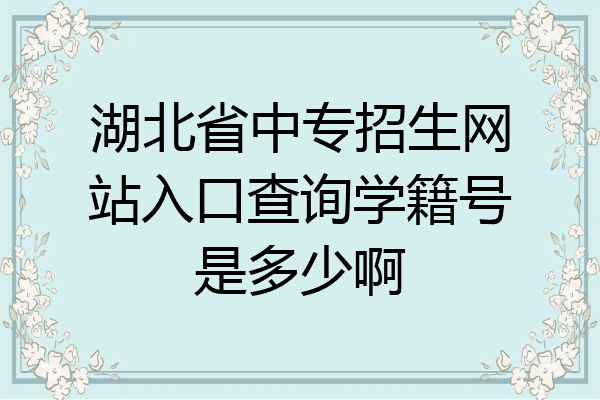 湖北省中专招生网站入口查询学籍号是多少啊