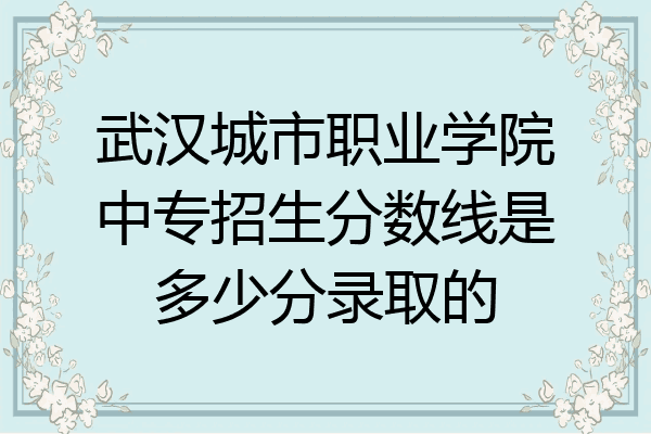 武汉城市职业学院中专招生分数线是多少分录取的