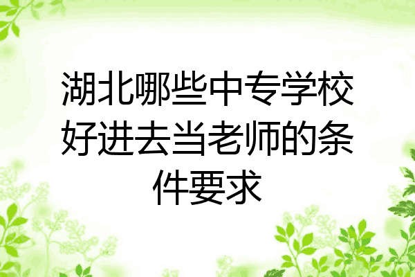 湖北哪些中专学校好进去当老师的条件要求