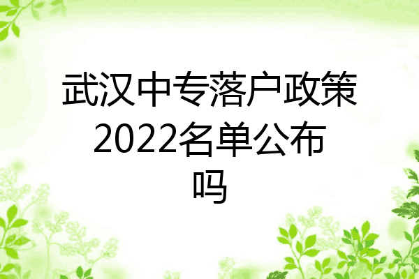武汉中专落户政策2022名单公布吗