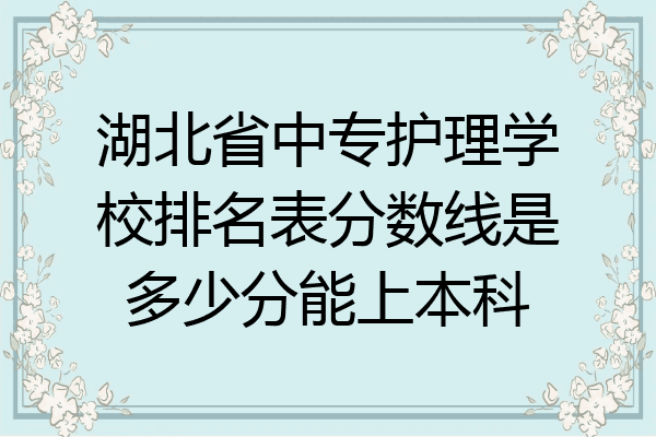 湖北省中专护理学校排名表分数线是多少分能上本科