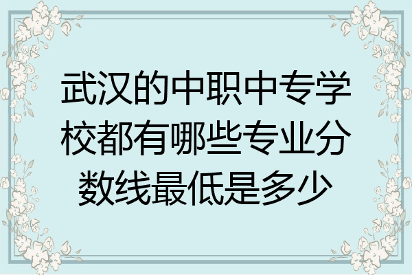 武汉的中职中专学校都有哪些专业分数线最低是多少