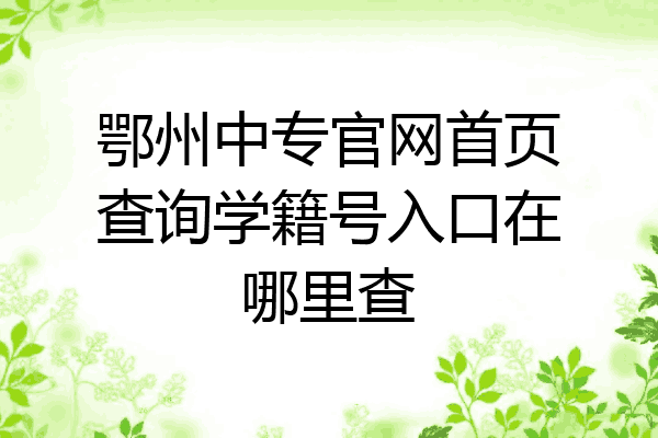 鄂州中专官网首页查询学籍号入口在哪里查