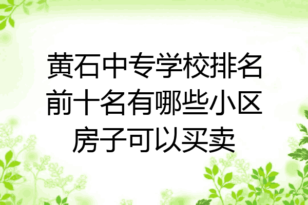 黄石中专学校排名前十名有哪些小区房子可以买卖