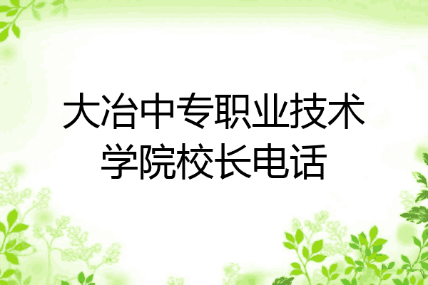 大冶中专职业技术学院校长电话
