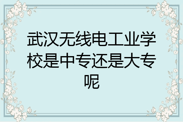 武汉无线电工业学校是中专还是大专呢
