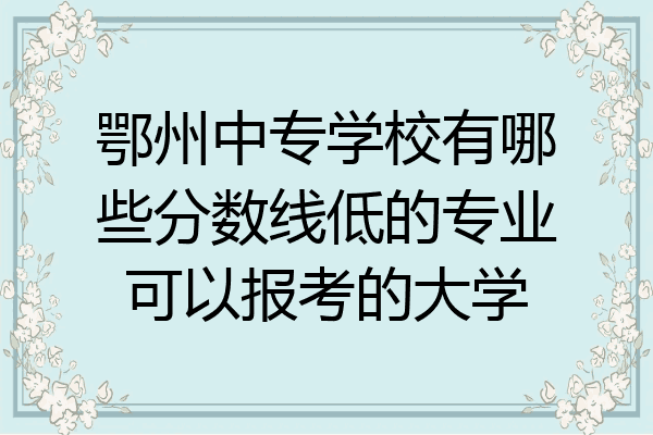 鄂州中专学校有哪些分数线低的专业可以报考的大学