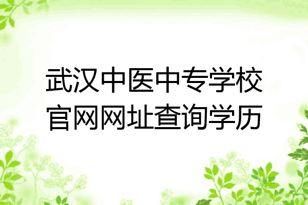 武汉中医中专学校官网网址查询学历
