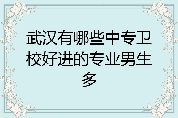 武汉有哪些中专卫校好进的专业男生多