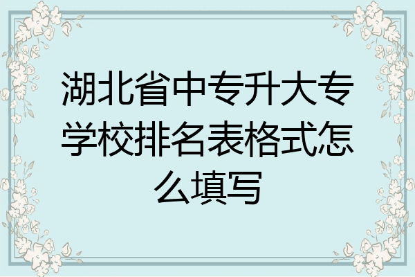 湖北省中专升大专学校排名表格式怎么填写