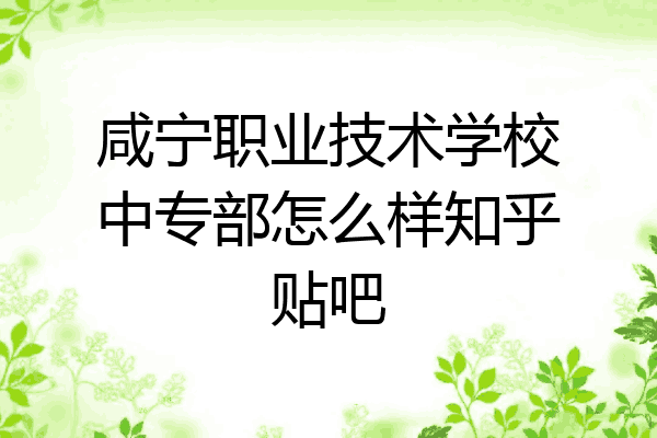 咸宁职业技术学校中专部怎么样知乎贴吧