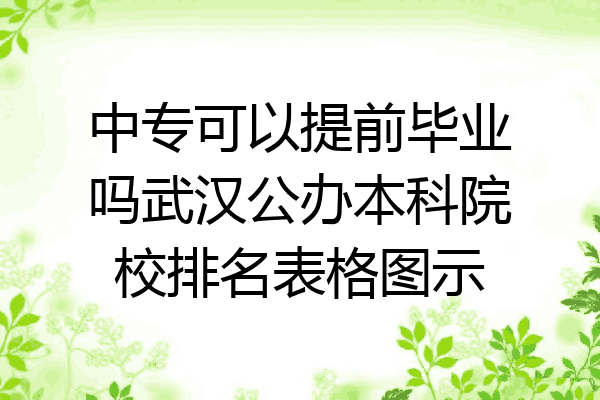 中专可以提前毕业吗武汉公办本科院校排名表格图示