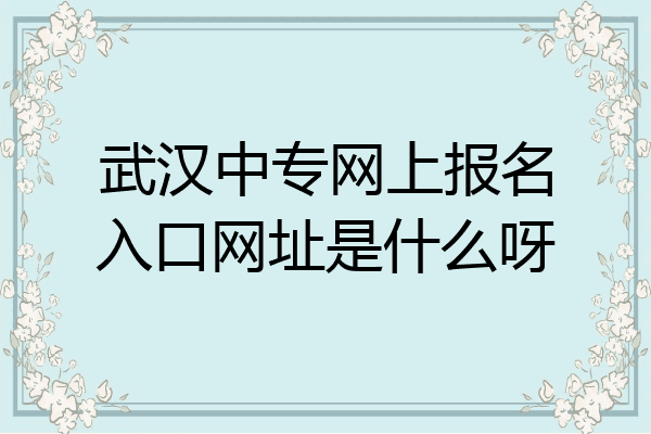 武汉中专网上报名入口网址是什么呀