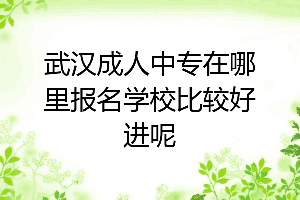 武汉成人中专在哪里报名学校比较好进呢