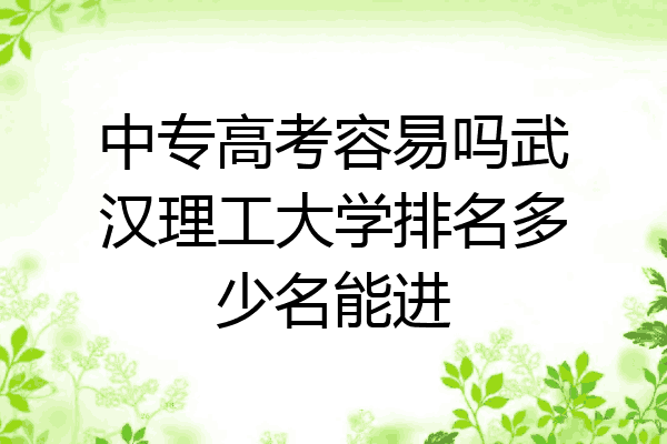 中专高考容易吗武汉理工大学排名多少名能进