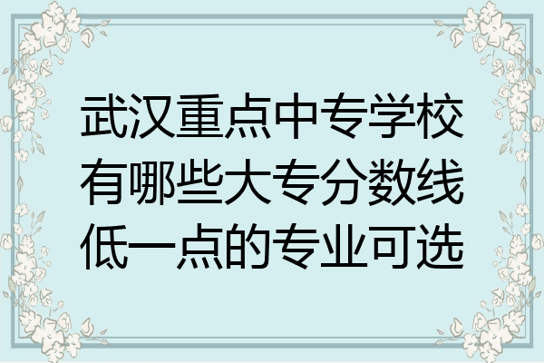 武汉重点中专学校有哪些大专分数线低一点的专业可选