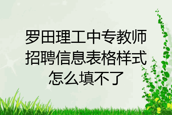 罗田理工中专教师招聘信息表格样式怎么填不了
