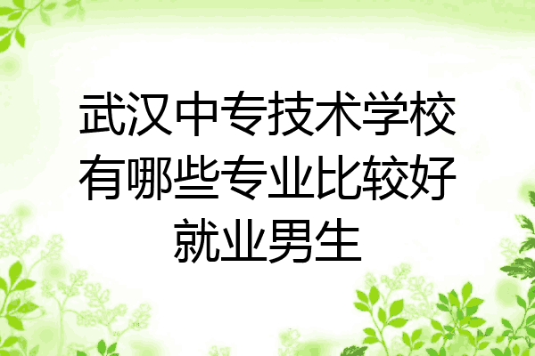 武汉中专技术学校有哪些专业比较好就业男生