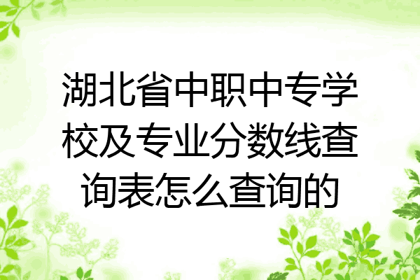湖北省中职中专学校及专业分数线查询表怎么查询的