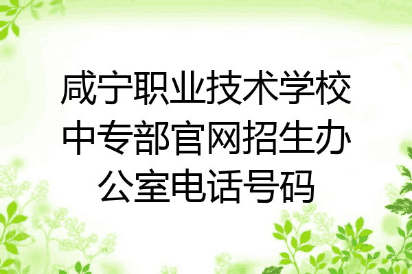 咸宁职业技术学校中专部官网招生办公室电话号码
