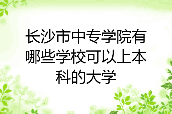 长沙市中专学院有哪些学校可以上本科的大学