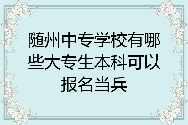 随州中专学校有哪些大专生本科可以报名当兵
