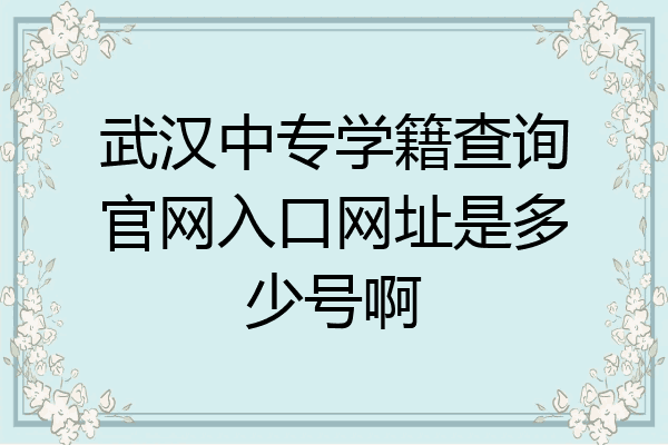 武汉中专学籍查询官网入口网址是多少号啊