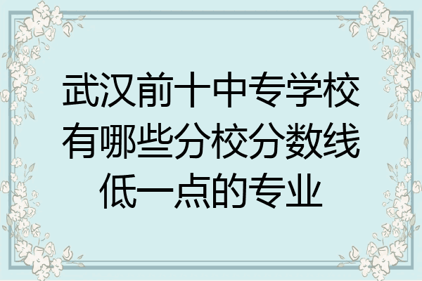武汉前十中专学校有哪些分校分数线低一点的专业