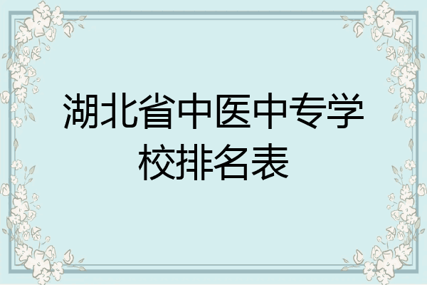 湖北省中医中专学校排名表
