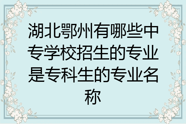 湖北鄂州有哪些中专学校招生的专业是专科生的专业名称