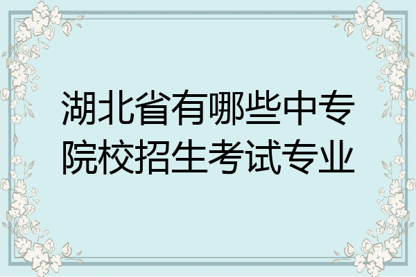 湖北省有哪些中专院校招生考试专业