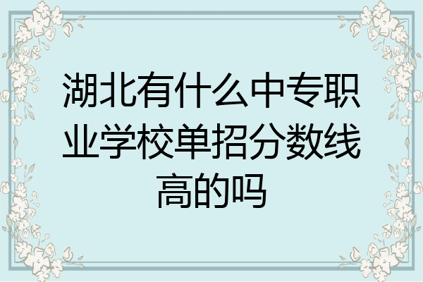 湖北有什么中专职业学校单招分数线高的吗