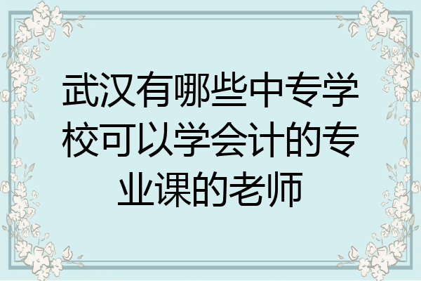 武汉有哪些中专学校可以学会计的专业课的老师