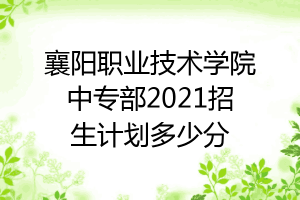 襄阳职业技术学院中专部2021招生计划多少分