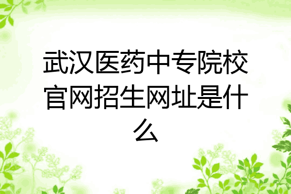 武汉医药中专院校官网招生网址是什么