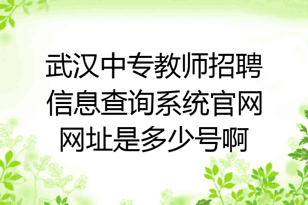 武汉中专教师招聘信息查询系统官网网址是多少号啊