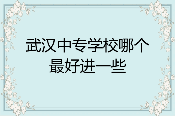 武汉中专学校哪个最好进一些
