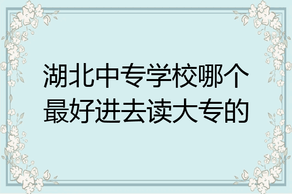 湖北中专学校哪个最好进去读大专的