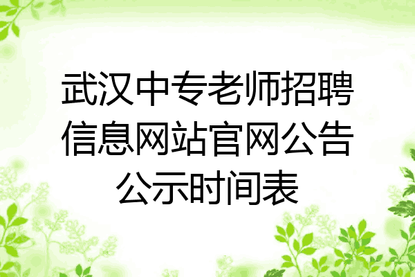 武汉中专老师招聘信息网站官网公告公示时间表