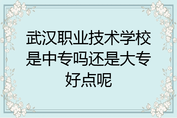 武汉职业技术学校是中专吗还是大专好点呢